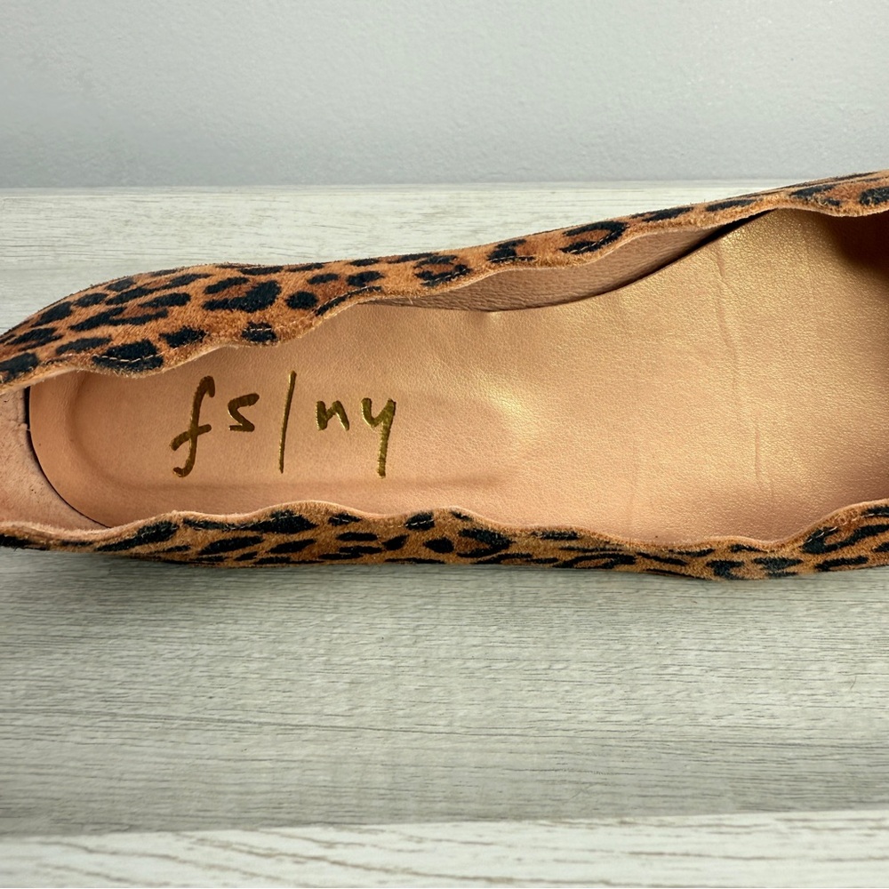 FS/NY French Sole Jigsaw Leopard Print Scalloped Flats size 8 - Picture 9 of 14